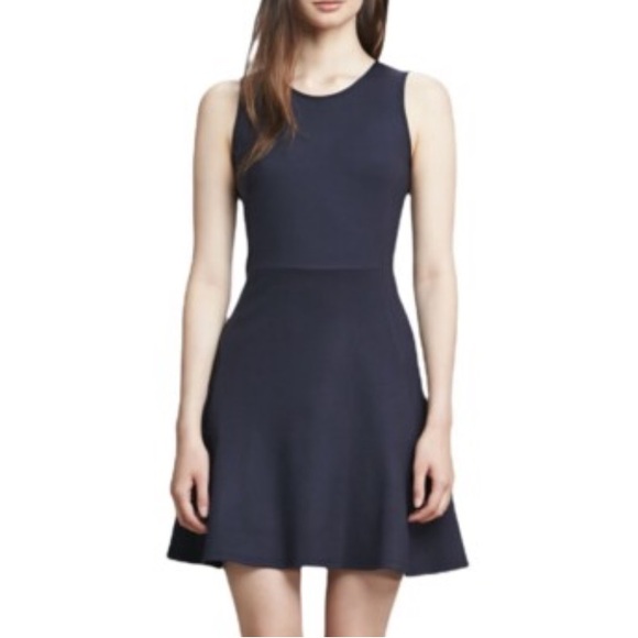Theory Nikay Navy Stretch Wool Flared Mini Dress Size 2 - 26653 - Picture 1 of 16